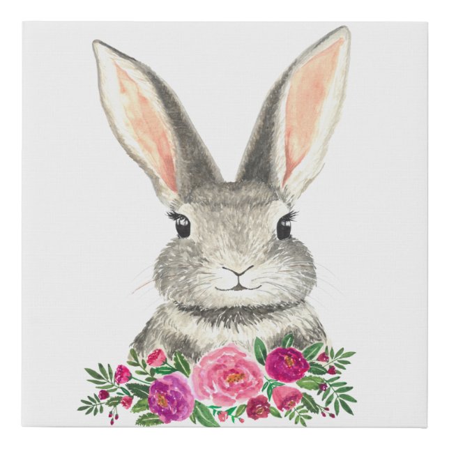 Watercolor Bunny Faux Canvas Print (Front)