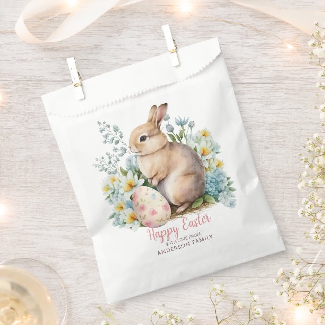 Watercolor Bunny  Favor Bag (Clipped)