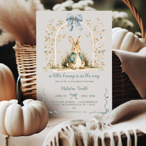 Watercolor Bunny Floral Arch All in One Baby Showe Invitation
