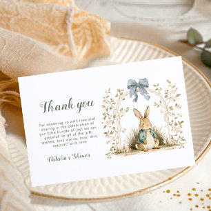 Watercolor Bunny Floral Arch Baby Shower Thank You Card