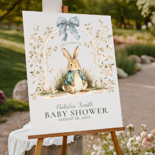 Watercolor Bunny Floral Arch Baby Shower Welcome Foam Board