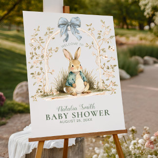 Watercolor Bunny Floral Arch Baby Shower Welcome Foam Board