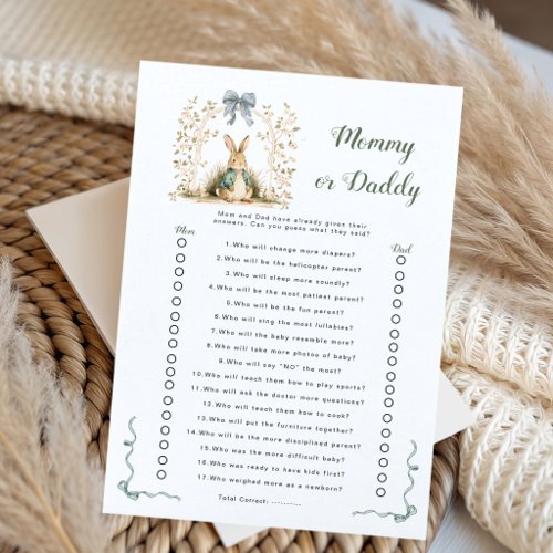 Watercolor Bunny Floral Arch Mommy or Daddy Game