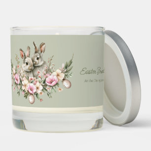 Watercolor Bunny Floral Easter Brunch Egg Scented Candle