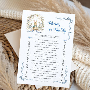 Watercolor Bunny Floral Mommy or Daddy Baby Game