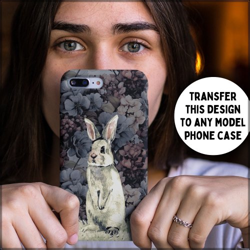 Watercolor bunny floral phone case vintage rabbit iPhone 13 case