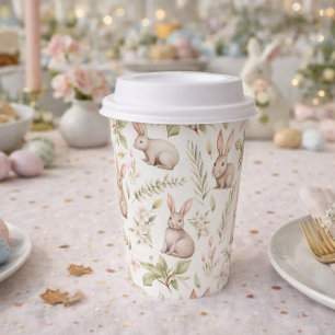 Watercolor Bunny Floral Spring for Easter Paper Cups