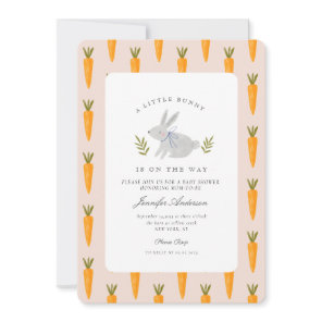 Watercolor Bunny Flower Little Bunny Baby Shower Invitation