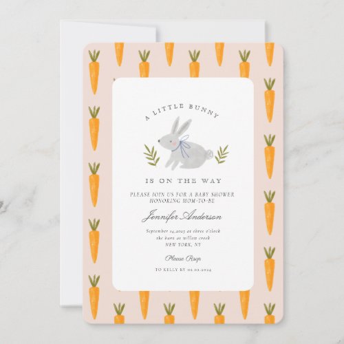 Watercolor Bunny Flower Little Bunny Baby Shower Invitation