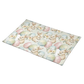 Watercolor Bunny Garden Cloth Placemat