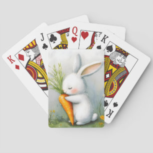 Watercolor Bunny Happy Harvest Poker Cards
