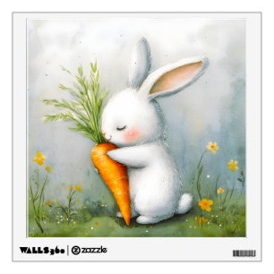 Watercolor Bunny Happy Harvest Wall Decal