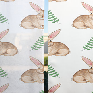 Watercolor Bunny Pattern For Easter Or Nursery Sheer Curtains