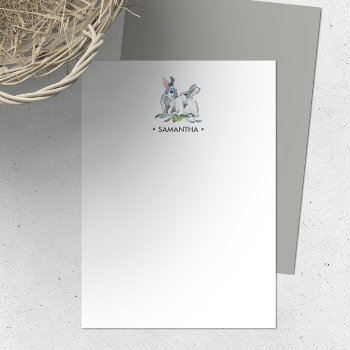 Watercolor Bunny Personalized Stationery Note Card by VGInvites at Zazzle