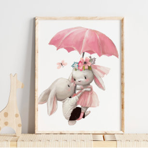 Watercolor Bunny Princess   Bunny Wall Print