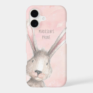 Watercolor Bunny Rabbit custom name iPhone 17 Case