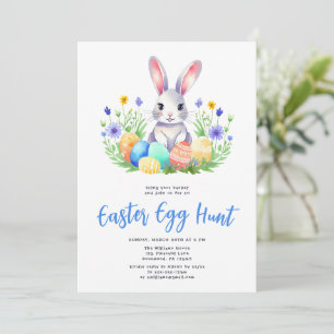 Watercolor Bunny Rabbit Easter Egg Hunt Invitation