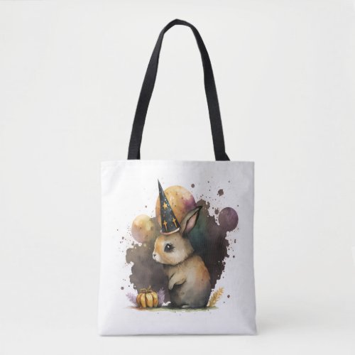 Watercolor Bunny Rabbit Halloween Tote Bag