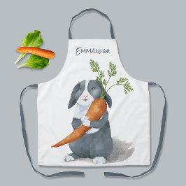 Watercolor Bunny Rabbit Monogrammed Apron