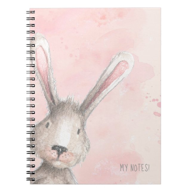 Watercolor Bunny Rabbit My Notes custom Notebook (Front)