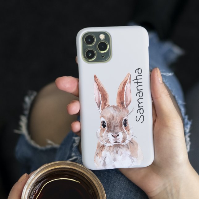 Watercolor Bunny Rabbit Personalized Name Case-Mate iPhone Case (Creator Uploaded)