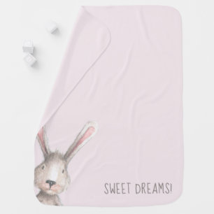 Watercolor Bunny Rabbit Sweet Dreams Baby Blanket