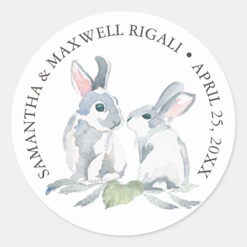 Watercolor Bunny Rabbits Favor Sticker