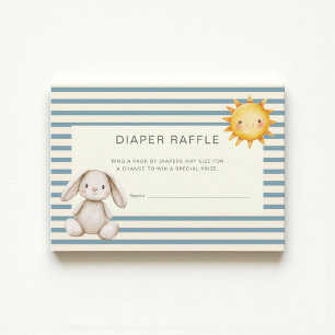 Watercolor Bunny Son Baby Shower Diaper Raffle Enclosure Card