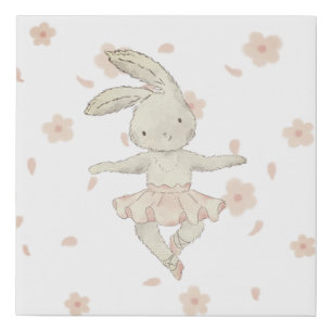 Watercolor Bunny Taking a Nap Faux Canvas