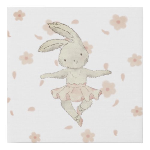 Watercolor Bunny Taking a Nap Faux Canvas