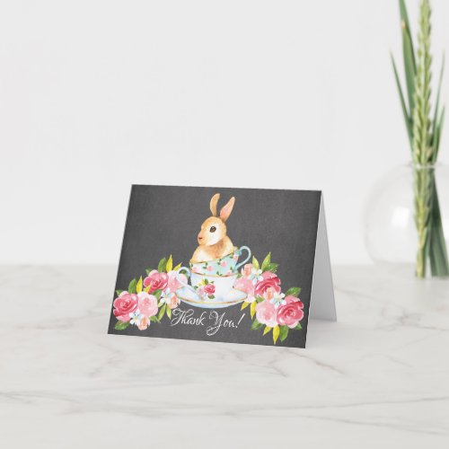 Watercolor Bunny Tea Party Shower Thank You