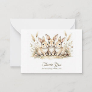 Watercolor Bunny Thank You Card, Woodland Baby Sho Note Card