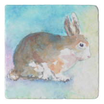 Watercolor Bunny Trivet