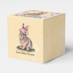 Watercolor Bunny With Flower Crown Baby Shower Favor Boxes