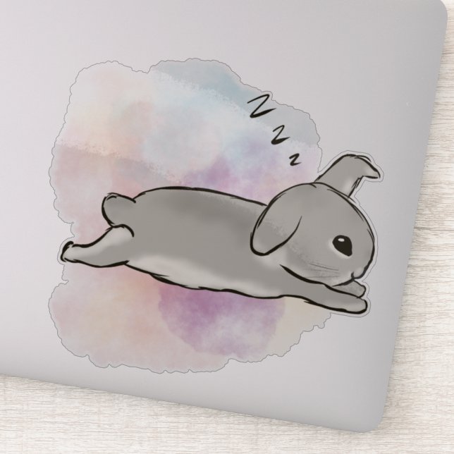 Watercolor bunny zzz sticker (Detail)