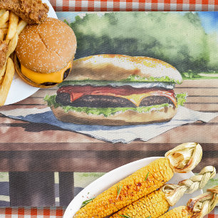 Watercolor Burger and Hot Dog Placemat