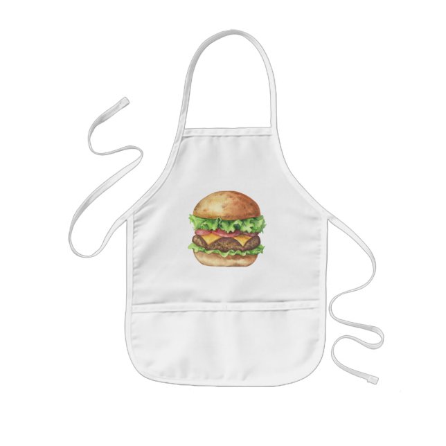 Watercolor burger kids' apron (Front)