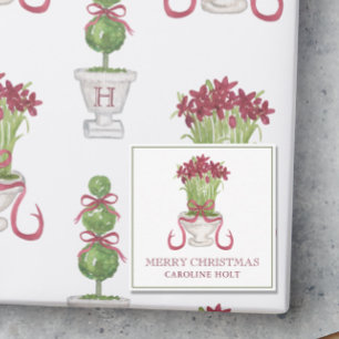 Watercolor Burgundy Amaryllis Christmas Gift Note Card