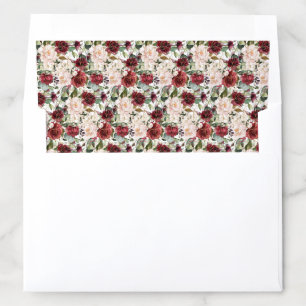 Watercolor burgundy and blush gold wedding envelope liner