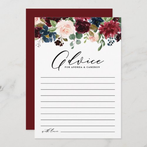 Watercolor Burgundy and Navy Flowers Wedding