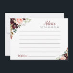 watercolor burgundy & blush floral advice card<br><div class="desc">A simple floral design with beautiful burgundy,  blush pink and navy blue watercolor flowers. Feel free to change the colors and text details.</div>