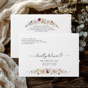 Watercolor Burgundy Boho Floral Garden Wedding  Envelope