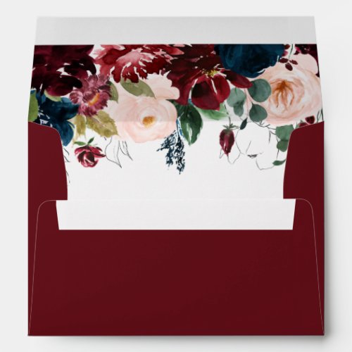 Watercolor Burgundy Floral Coordinate Envelope