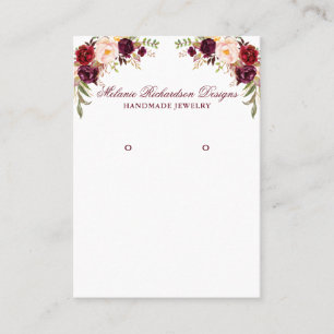 Watercolor Burgundy Floral Earring Display Card