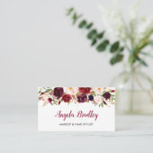 Watercolor Burgundy Floral Facebook Instagram Logo Business Card (Standing Front)