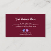 Watercolor Burgundy Floral Facebook Instagram Logo Business Card (Back)