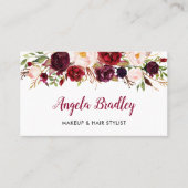 Watercolor Burgundy Floral Facebook Instagram Logo Business Card (Front)