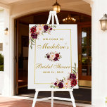 Watercolor Burgundy Floral Gold Bridal Shower Foam Board<br><div class="desc">Watercolor Burgundy Floral Gold Bridal Shower Welcome Poster Board</div>