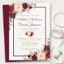 Watercolor Burgundy Floral Gold Wedding Invite BF