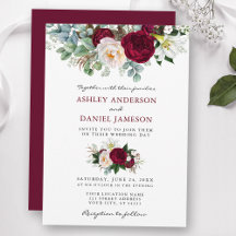 Watercolor Burgundy Floral Greenery Wedding B